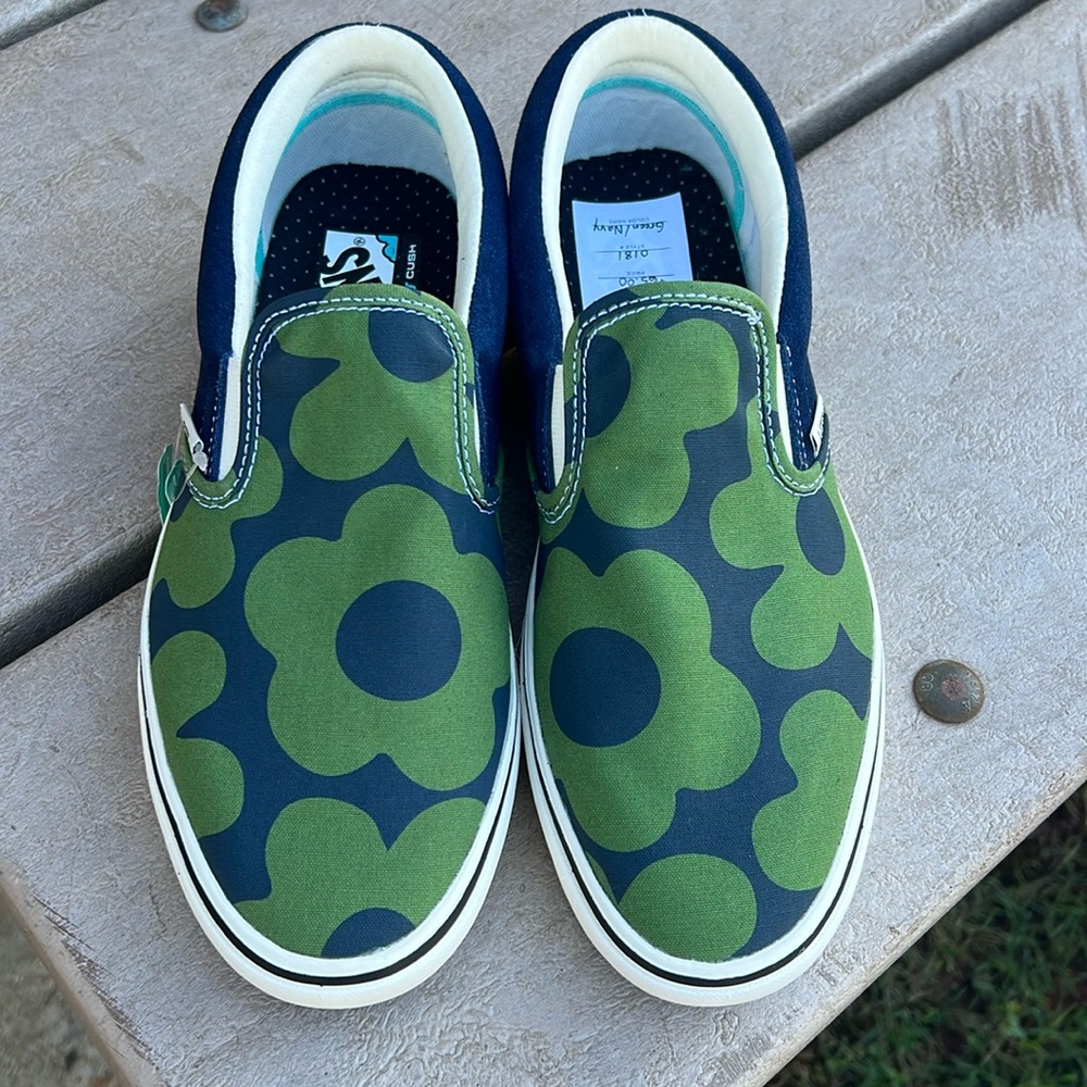 Vans Camouflage Green and Navy Slip-On Loafers